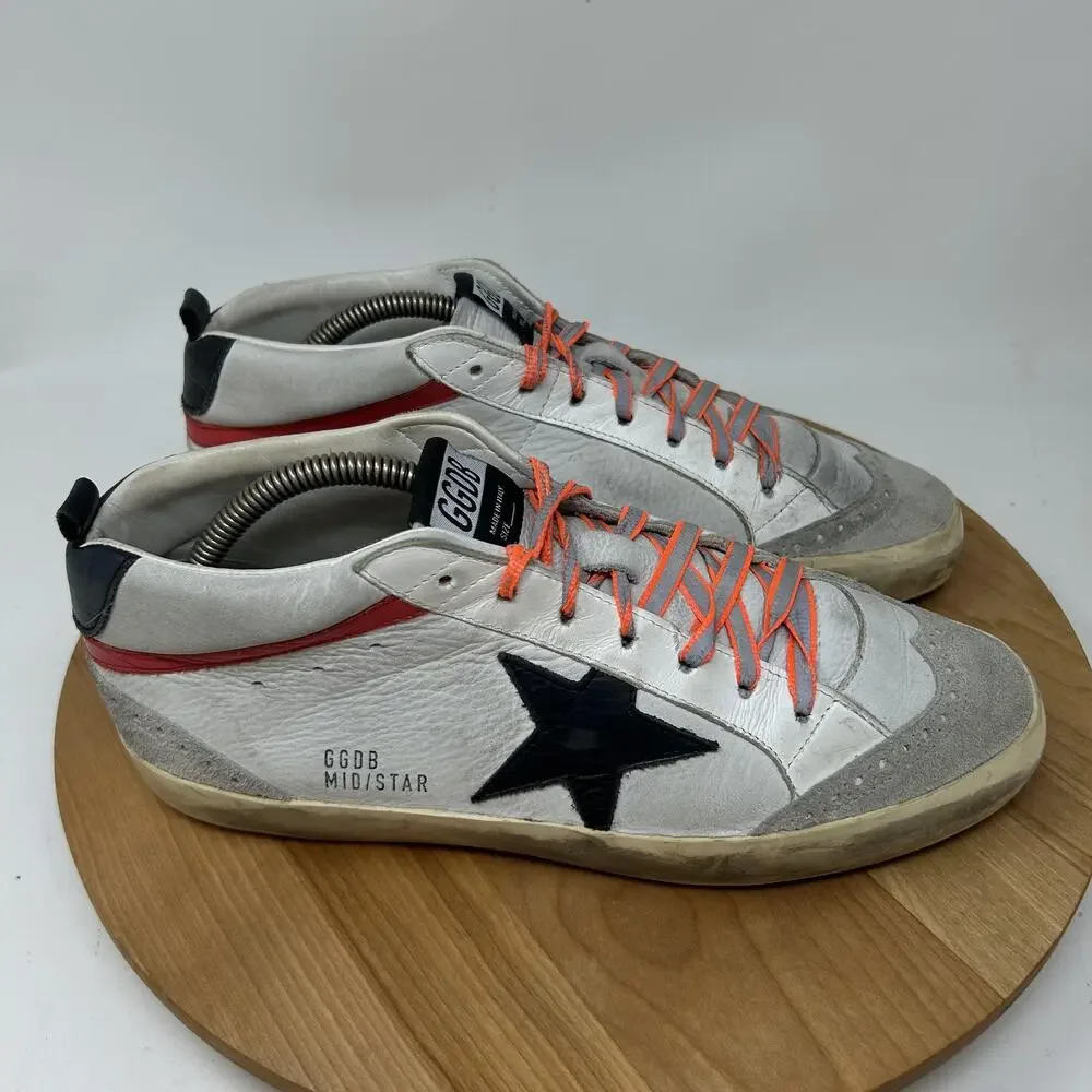 Golden Goose Shoes Men 9 Midstar White Leather Star Italy Sneakers Luxury